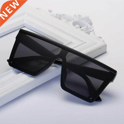 Vintage Black Square Sunglasses Women Oversized Big Frame Su