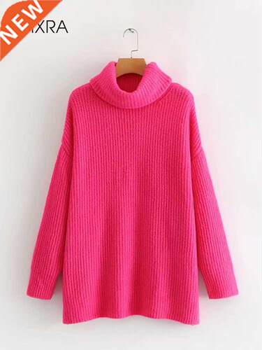 Wixra Women Turtleneck Sweater Female Solid Loose Pullovers