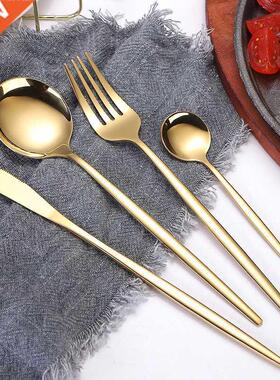 30pcs Gold Dinnerware Set Stainless Steel Taleware Steak Kn