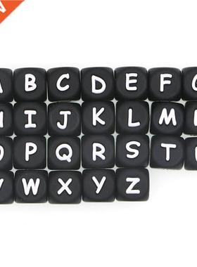 10Pcs Black Silicone Alphabet Letter Beads Baby Teething Pac