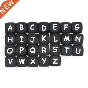 10Pcs Black Silicone Alphabet Letter Beads Baby Teething Pac