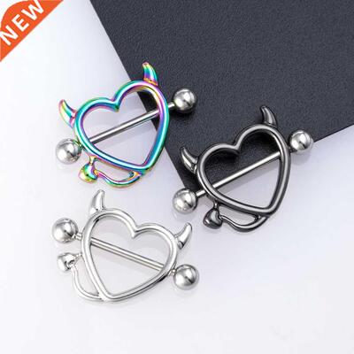 1 Pair 14G Stainless steel Breast Piercing Jewelry Heart Nip