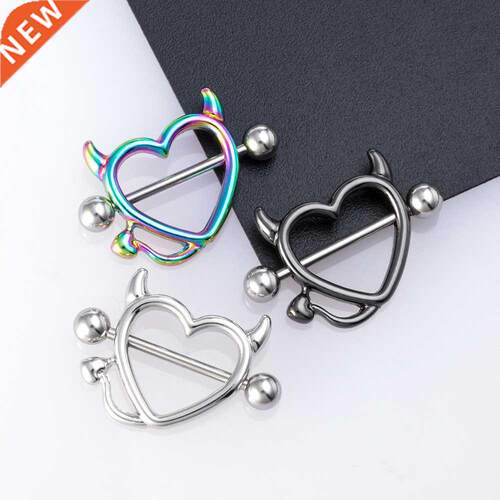 1 Pair 14G Stainless steel Breast Piercing Jewelry Heart Nip