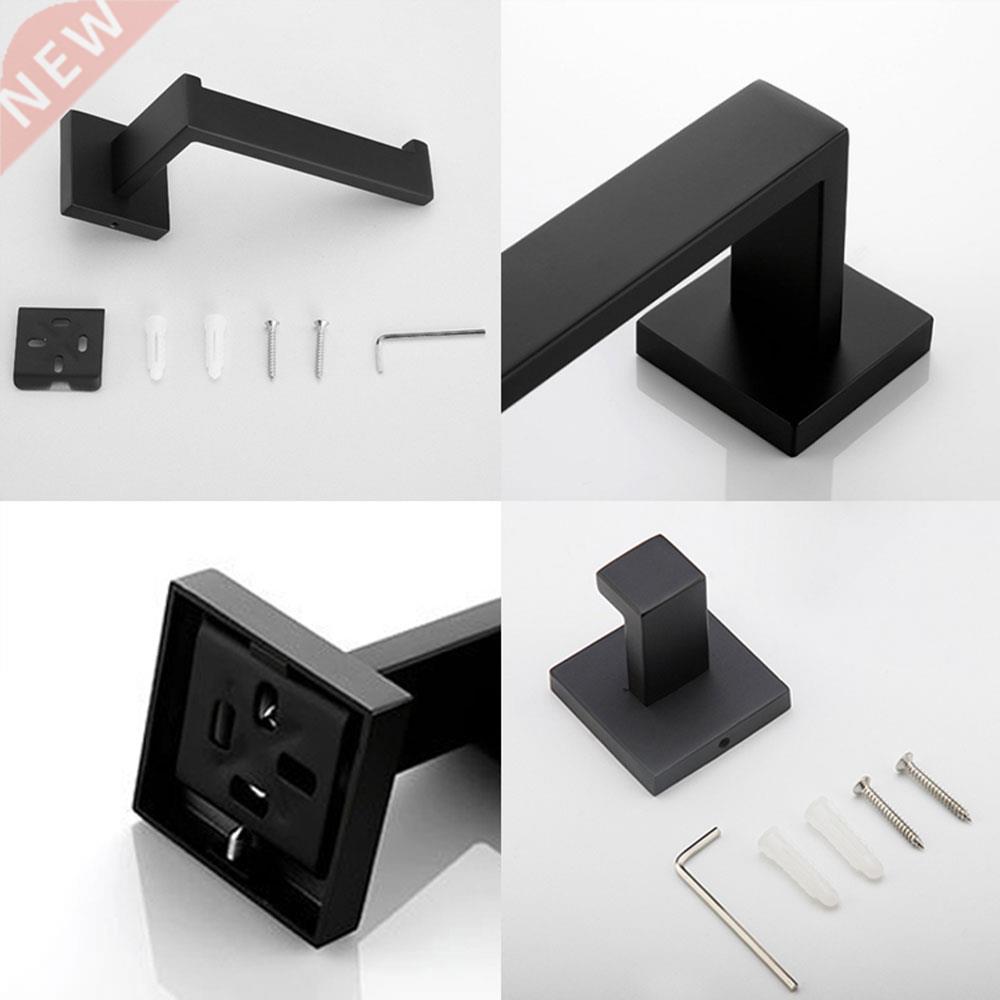 Matte Black Stainless Steel Bathroom Hardware Sets Robe Hook