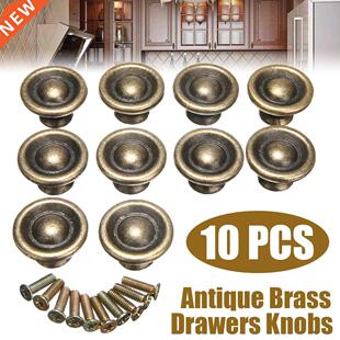 10pcs Furniture Knobs Antique Brass Handles Cupboard Wardrob