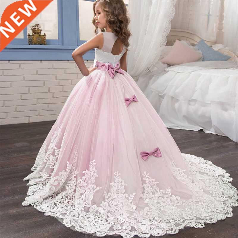 2022 Christmas Girls Long Bridesmaid Dress Elegant Kids Clot