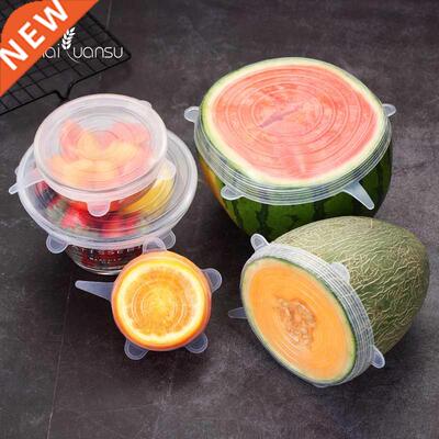 6 Pcs/Set Food Silicone Cover Cap niversal Silicone Lids Co