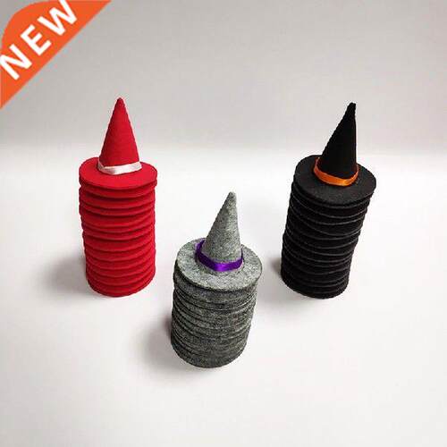1pc Mini Felt Witch Hats Handmade Wine Bottle Decor For