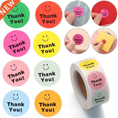 500Pcs/Roll Smiley Thank You Sealing Tag Labels Scrapbooking