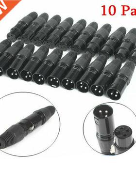 10 Pairs XLR DMX 3 Pin Microphone Audio Cables Plug Connecto