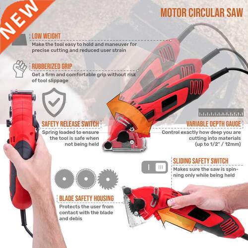 Mini Circular Saw 400W 4100RPM Comapct Circular Saw with 3 S