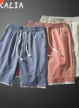 Elastic Waist Shorts Men Fashion Bottoms Drawstring Jogger S