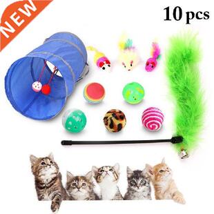 Cat Toy 10Pcs/Set Pet Kit Collapsible Tunnel Cat toy Fun