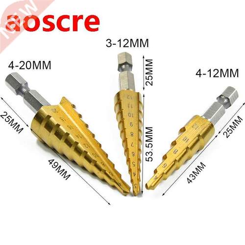 3pcs HSS Hex Titanium Coated Step Cone Drill Bit Metric Pago