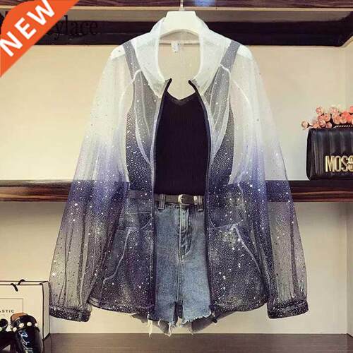 plus size Summer 3 Piece Set Women Gradient Mesh star sequin