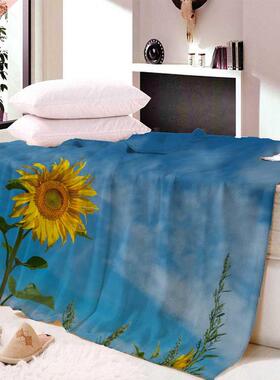 Printing Sunflower Flannel Fleece Blanket Floral Bedding