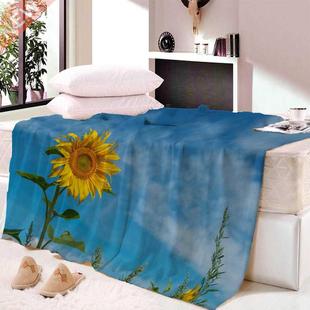 Printing Sunflower Flannel Fleece Blanket Floral Bedding