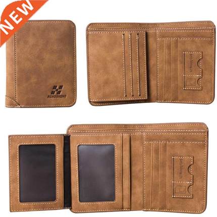 New Men's Wallet Short Frosted Leather Wallet Retro