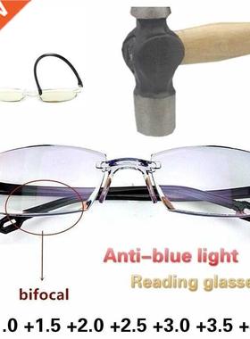 2021 Men Women Rmless Readng Glasses Ant Blue Lght Bfoc