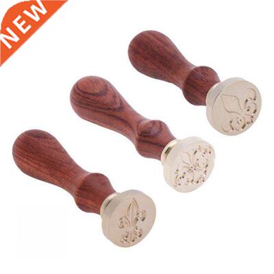Wood Handmade Wax Seal with Ribbons Stamp Fire Painting Plan