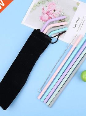 Reusble Food Grde Silicone Strws Stright Bent Drinking