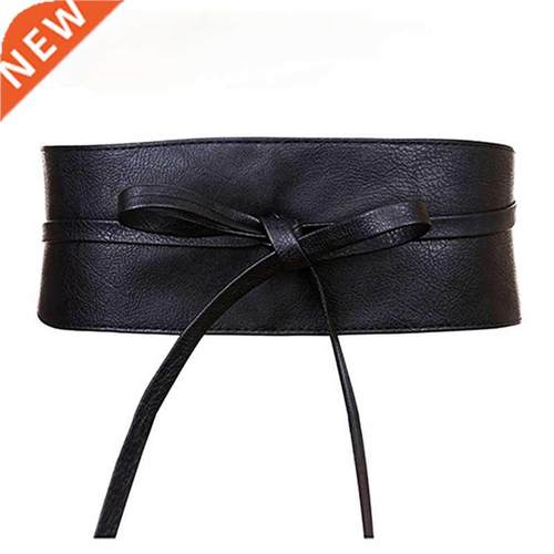 Women Bow Belt New Lace Up Pu Belts for Women Straps Wide Wa