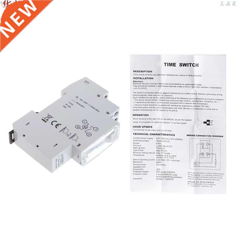 Mechanical 24 Hours Programmable Din Rail Timer Switch Relay