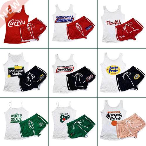 Women	s Shorts Sets Tank Top+Shorts Summer Clothes Fo