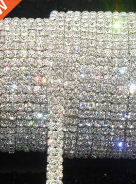 1Yard SS16 Clear Rhinestone Sew On Glue 2-Row Drill Chain
