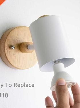 Nordic Indoor GU10 Wall lamp Wooden 6 Color With Zip switch