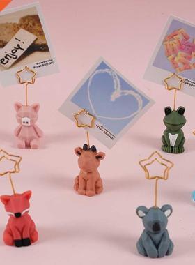 1Pcs Cartoon Resin Unicorn Photo Clips Kawaii Koala Frog Mas