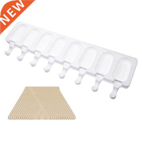 New 8- Cavtes Whte Slcone ce Cream Bar Mold Reusable