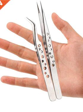 2pcs Tweezers Electronics Tweezers Set Kit Hard Thick Stainl