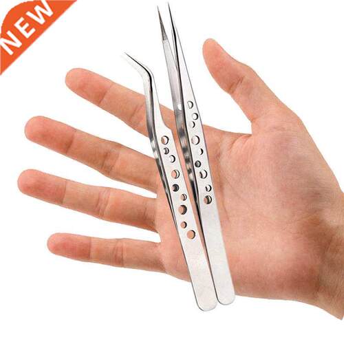 2pcs Tweezers Electronics Tweezers Set Kit Hard Thick Stainl