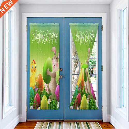Easter Green Bunny And Eggs Chick Window Curtain Living
