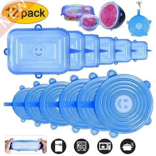 Dreamburgh 12pcs Silicone Stretch Lids Silicone Food Wrap Bo
