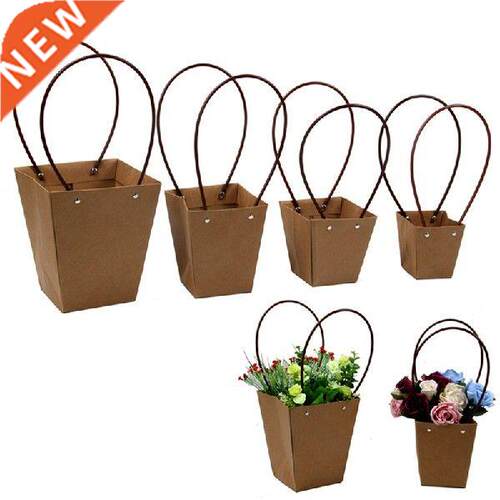 Flowers Carry Bag Rectangular Kraft Paper Bags PVC Flower