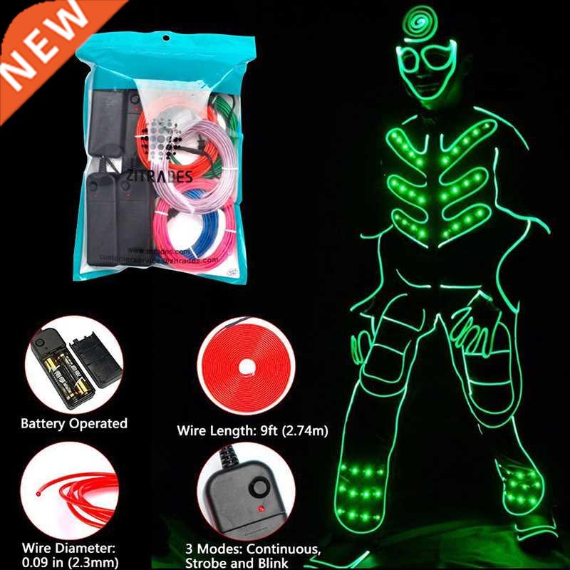 Glow EL Wire Cable LED Neon Christmas Dance Party  Costum