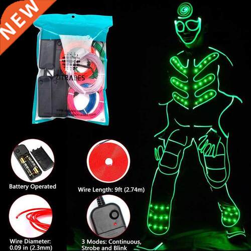 Glow EL Wire Cable LED Neon Christmas Dance Party  Costum
