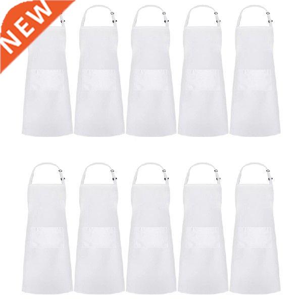 10 Pack Adjustable Bib Apron Waterdrop Resistant with 2