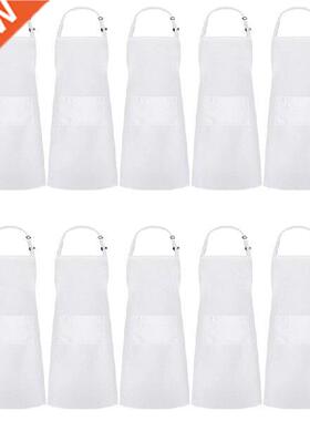10 Pack Adjustable Bib Apron Waterdrop Resistant with 2