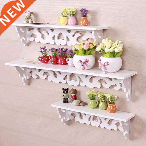 New 1Pc Cved Hollow Wood Wall Hanging Rack Shelf Shelve