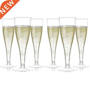 6pcs Plastic Champagne Flutes Disposable Clear Cups Toasting