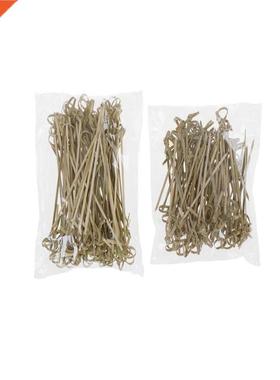 100Pcs Dsposable Bamboo Te Knotted Skewers Twsted Ends Co
