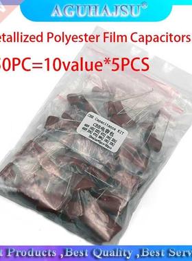 KIT 50PC=10value*5PCS Metallized Polyester Film Capacitors C
