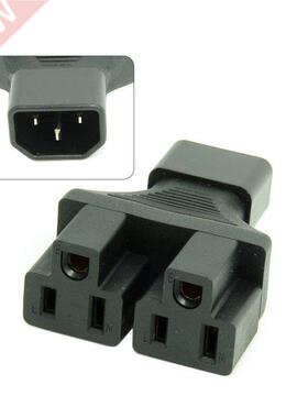 IEC320 C14 Male to Double Nema 5-15R USA UPS Y Type Splitter