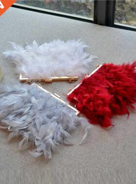 Feather Handbag Women's Evening Clutch Bag Ostrich Feather T
