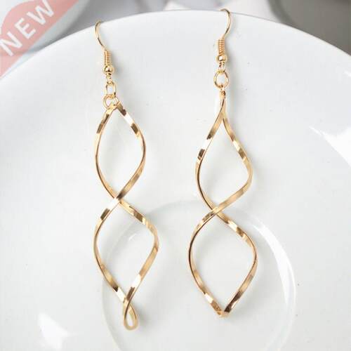 Fashion Simple Spiral Drop Earrings For Women Long Curved Wa