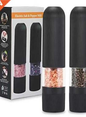 2 Pcs Automatic Salt Pepper Grinder Set Electric Plastic