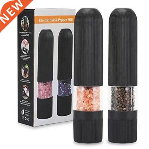 2 Pcs Automatic Salt Pepper Grinder Set Electric Plastic